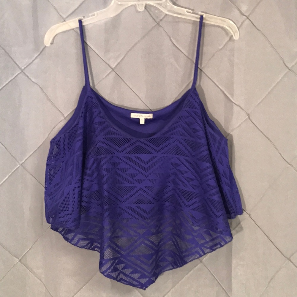 💋 Charlotte russe Aztec blue lace crop top XL